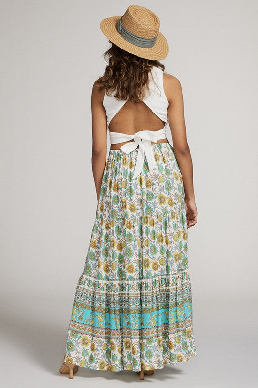 Serving Spring Floral Printed Maxi