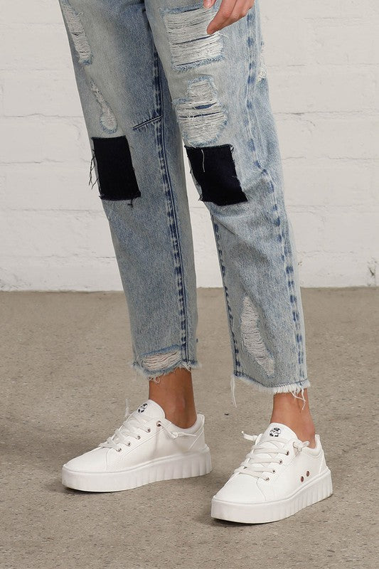 Mud City Vintage Patched Slouch Jeans