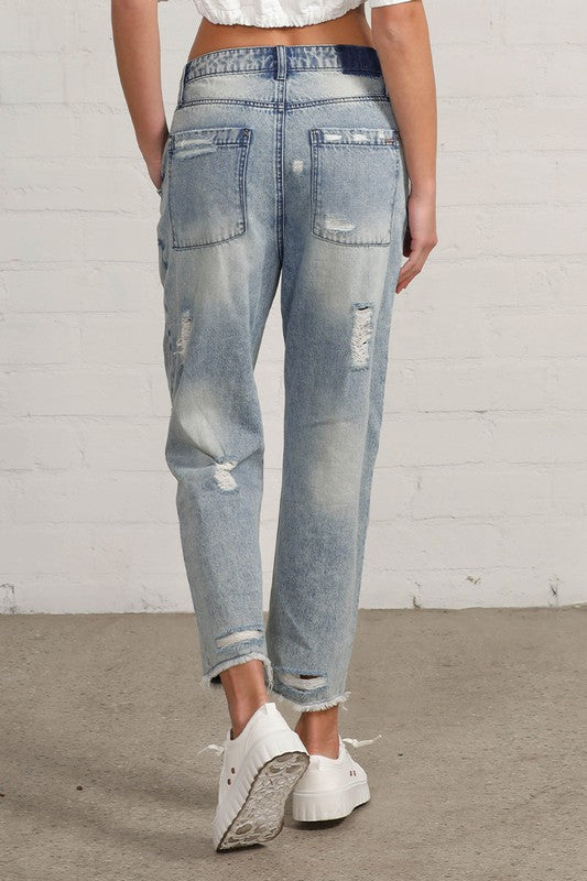 Mud City Vintage Patched Slouch Jeans