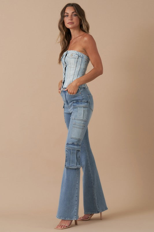 Urban Explorer Chic 3D Bootcut Utility Jeans