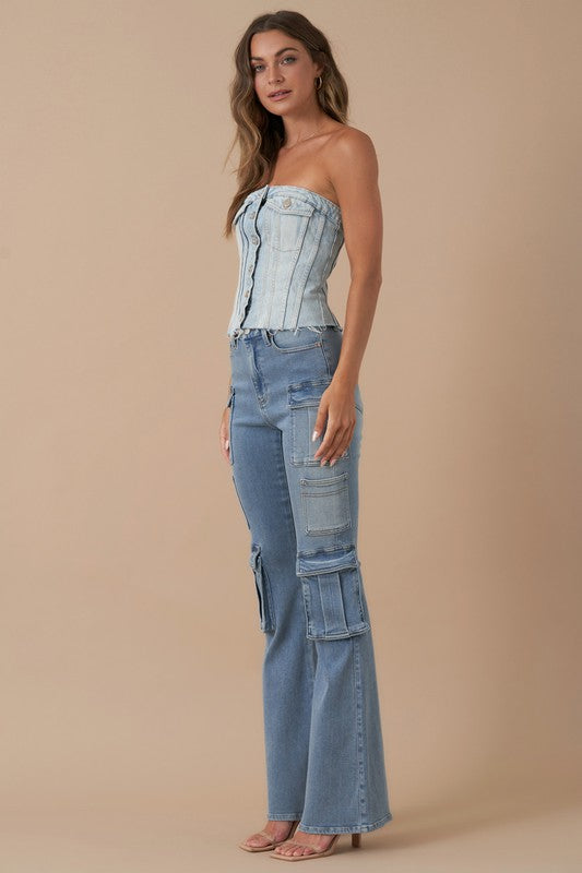 Urban Explorer Chic 3D Bootcut Utility Jeans