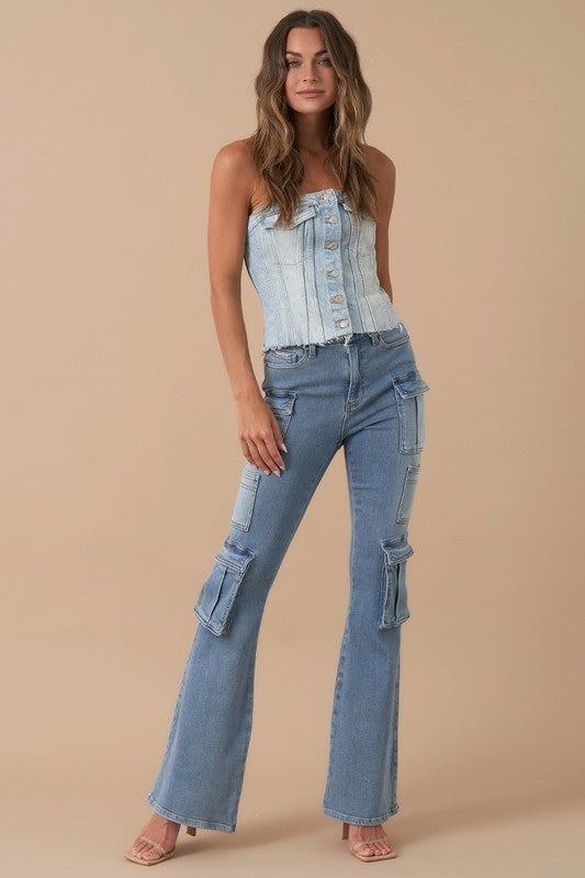Urban Explorer Chic 3D Bootcut Utility Jeans