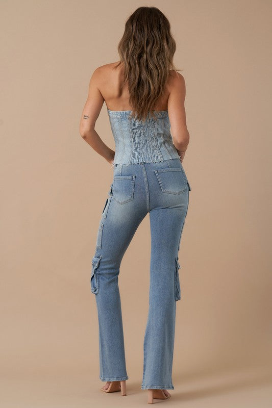 Urban Explorer Chic 3D Bootcut Utility Jeans