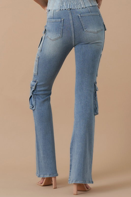 Urban Explorer Chic 3D Bootcut Utility Jeans