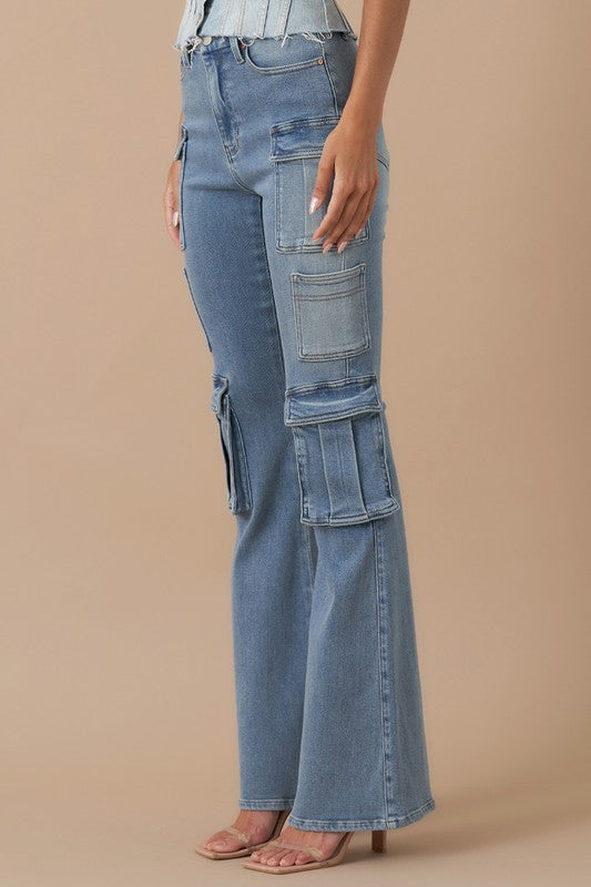 Urban Explorer Chic 3D Bootcut Utility Jeans