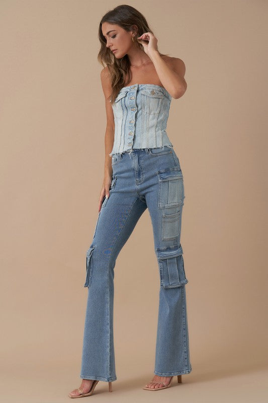 Urban Explorer Chic 3D Bootcut Utility Jeans