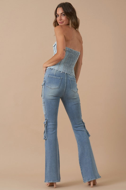 Urban Explorer Chic 3D Bootcut Utility Jeans
