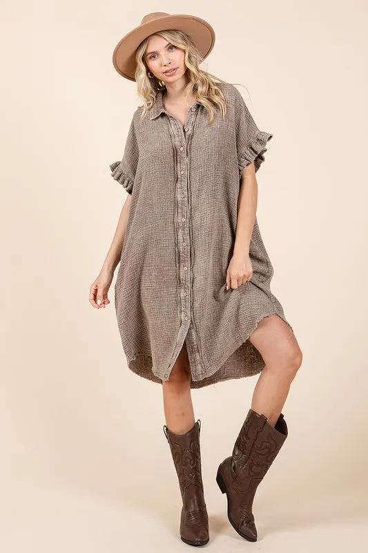 My Everyday Mineral Wash Cotton Gauze Shirt Dress – xoxo, klowe My Everyday Mineral Wash Cotton Gauze Shirt Dress – xoxo, klowe