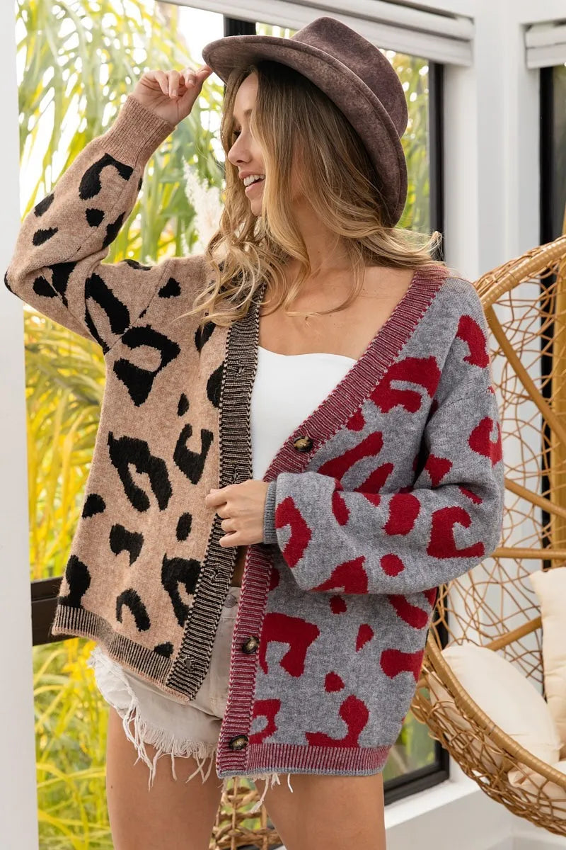 Leopard Color Block Button Down Sweater Cardigan – xoxo, klowe Leopard Color Block Button Down Sweater Cardigan – xoxo, klowe