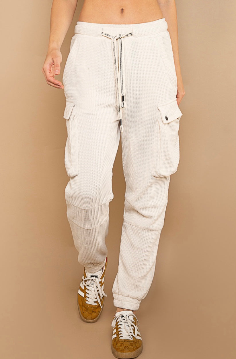 Staycation Waffle Knit Slouchy Cotton Joggers (2 Colors)