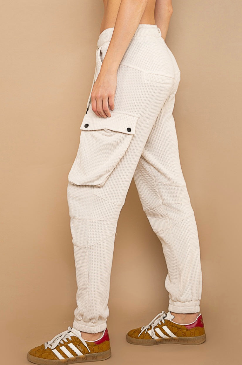 Staycation Waffle Knit Slouchy Cotton Joggers (2 Colors)