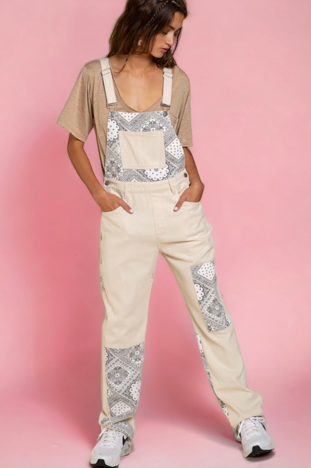 Day Trippin’ Paisley Patchwork Denim Overalls