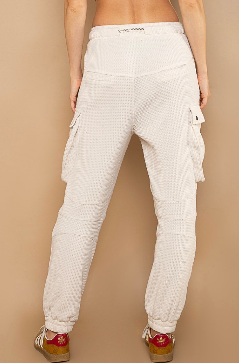 Staycation Waffle Knit Slouchy Cotton Joggers (2 Colors)