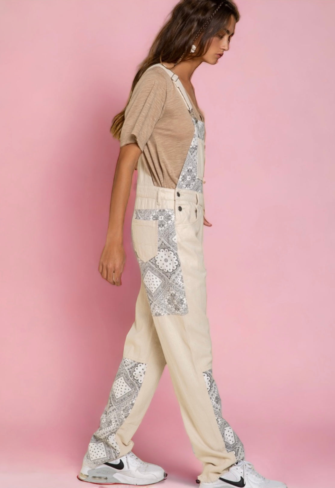 Day Trippin’ Paisley Patchwork Denim Overalls