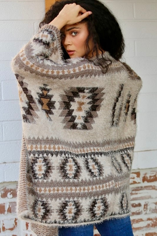 Sedona Southwestern Sweater Wrap with Fringe
