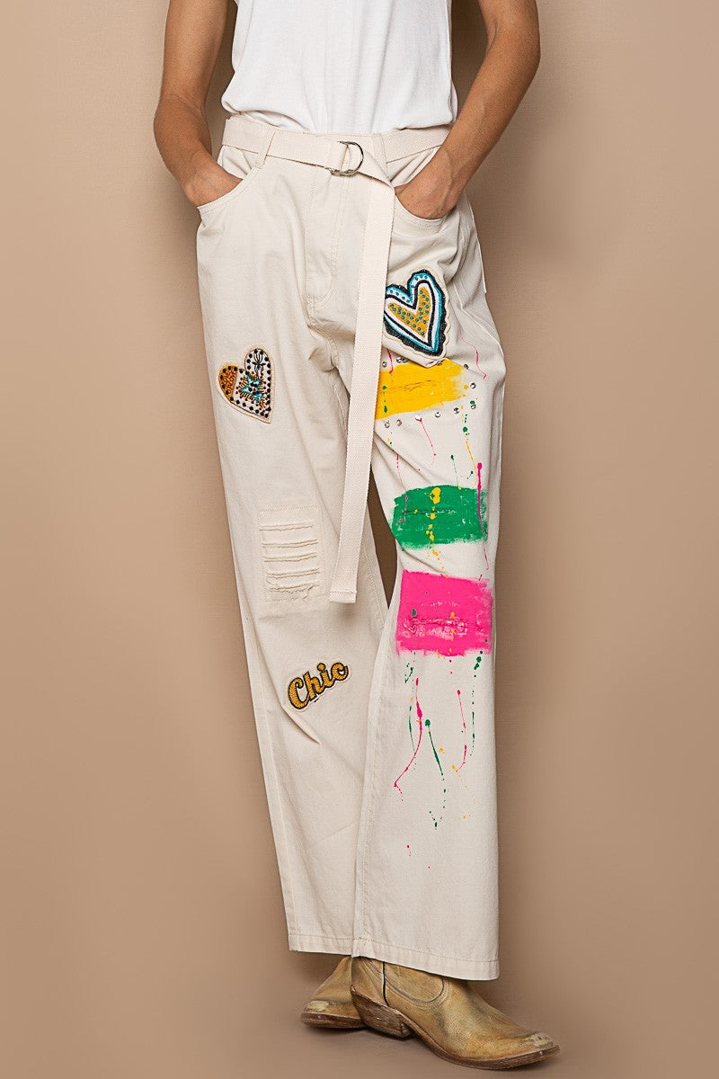 Paint + Patch Loose Fit Wide Leg Pants