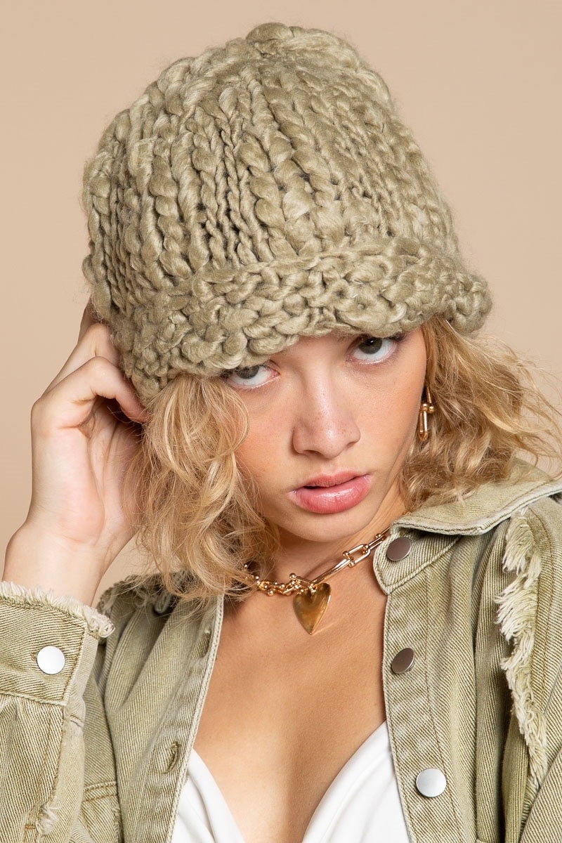 Pilose Cloud Spun Handmade Chunky Knit Beanie Cap