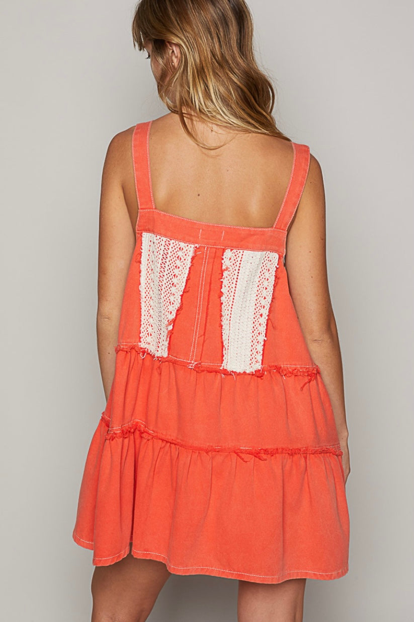 Dream On Denim + Crochet Tiered Overall Mini Dress (3 Colors)