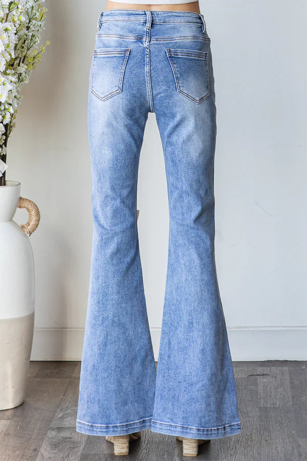 Sweet On Me Ribbon Bow High Waist Stretchy Flares