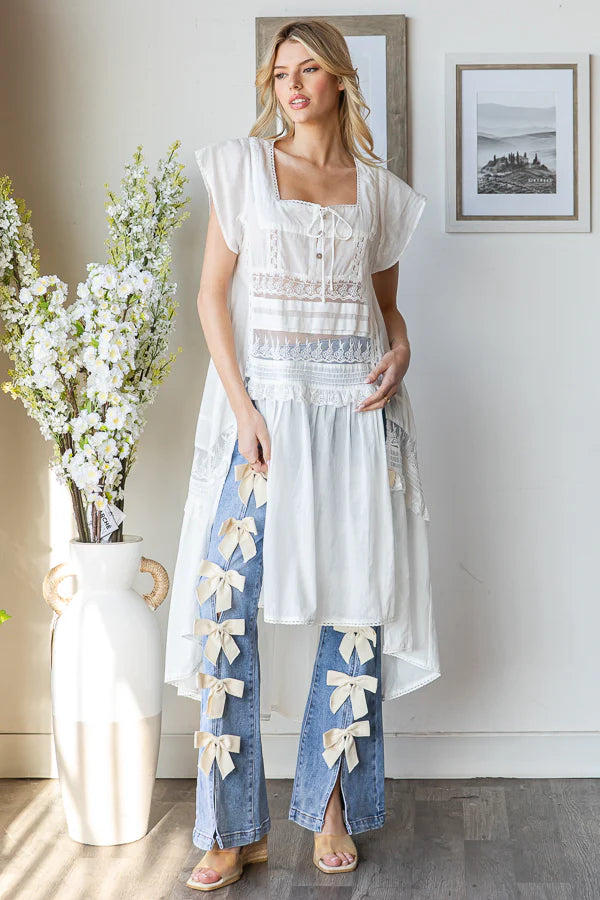 Sweet On Me Ribbon Bow High Waist Stretchy Flares