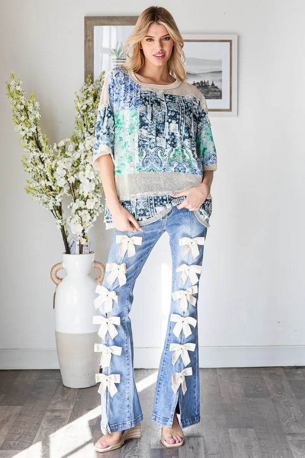 Sweet On Me Ribbon Bow High Waist Stretchy Flares