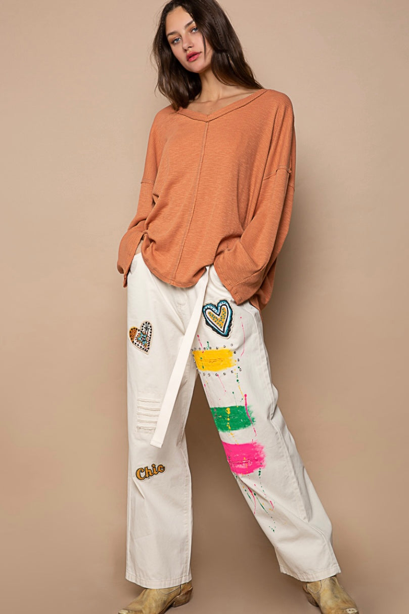 Paint + Patch Loose Fit Wide Leg Pants