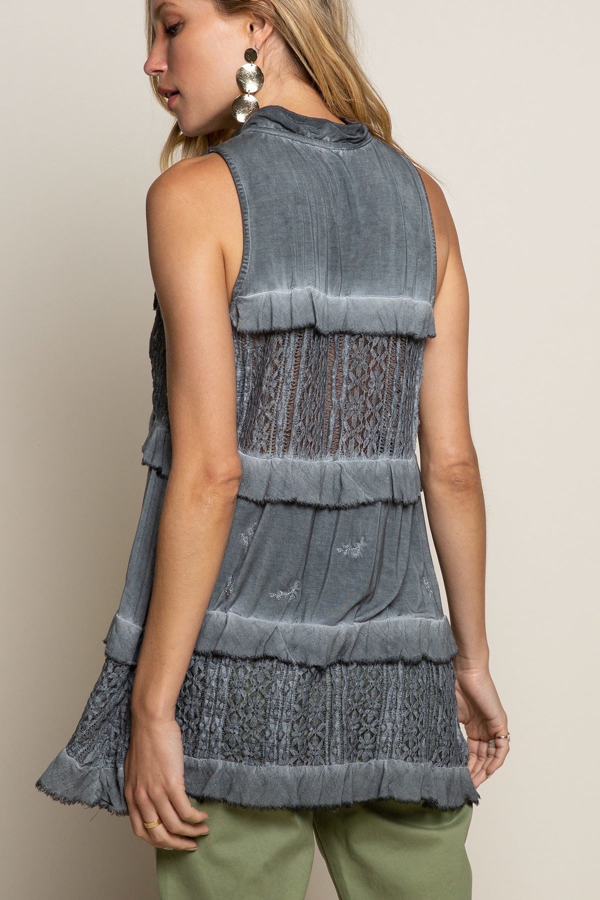 Whispering Petals Sleeveless Tiered Ruffled Tunic Top (2 Colors)