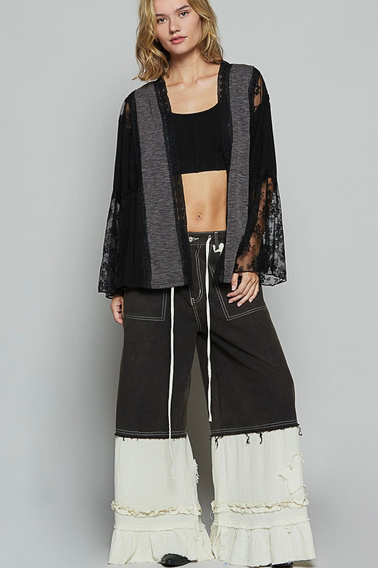 All The Frills Twill + Double Gauze Wide Leg Patch Pants