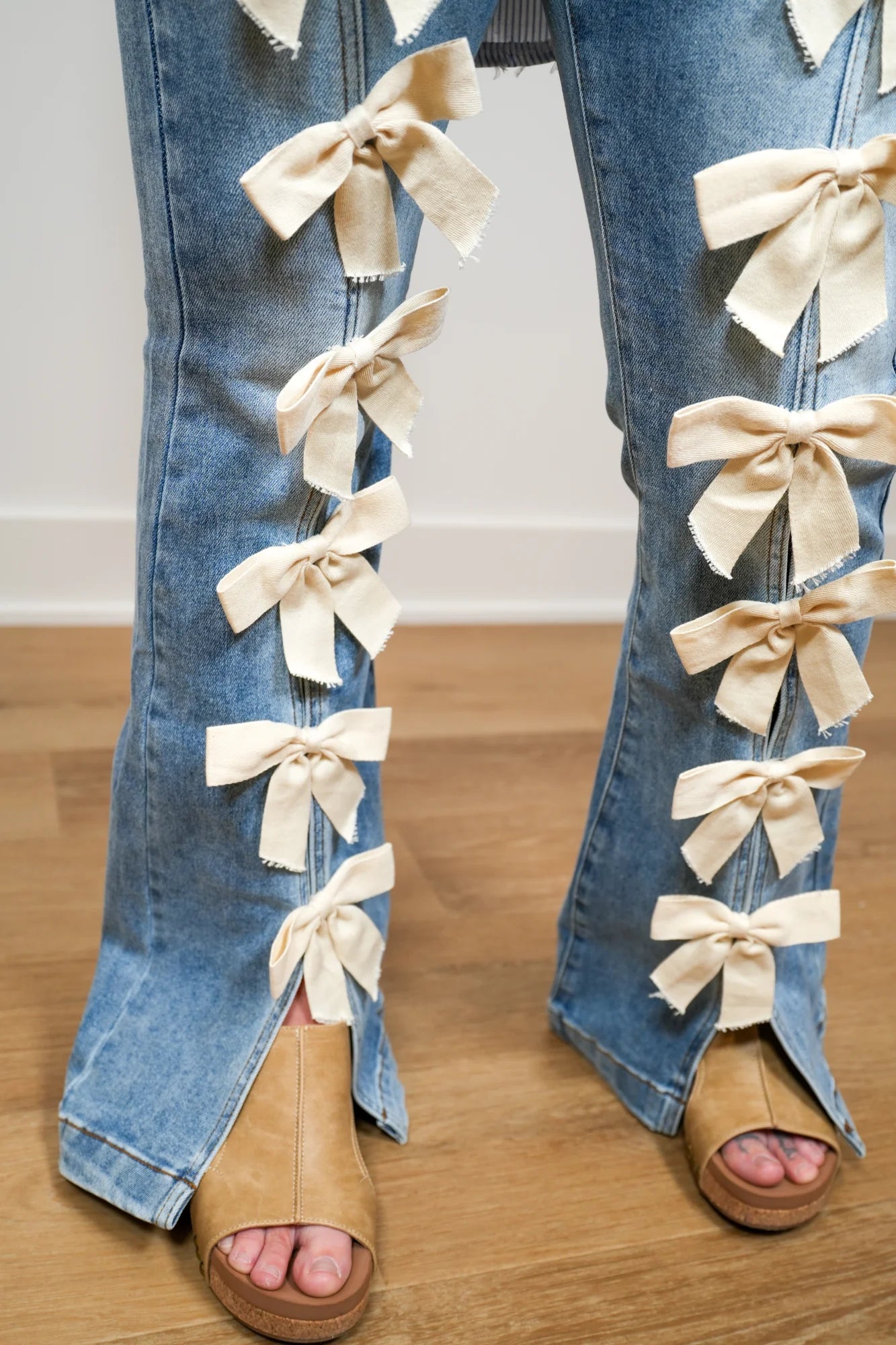 Sweet On Me Ribbon Bow High Waist Stretchy Flares