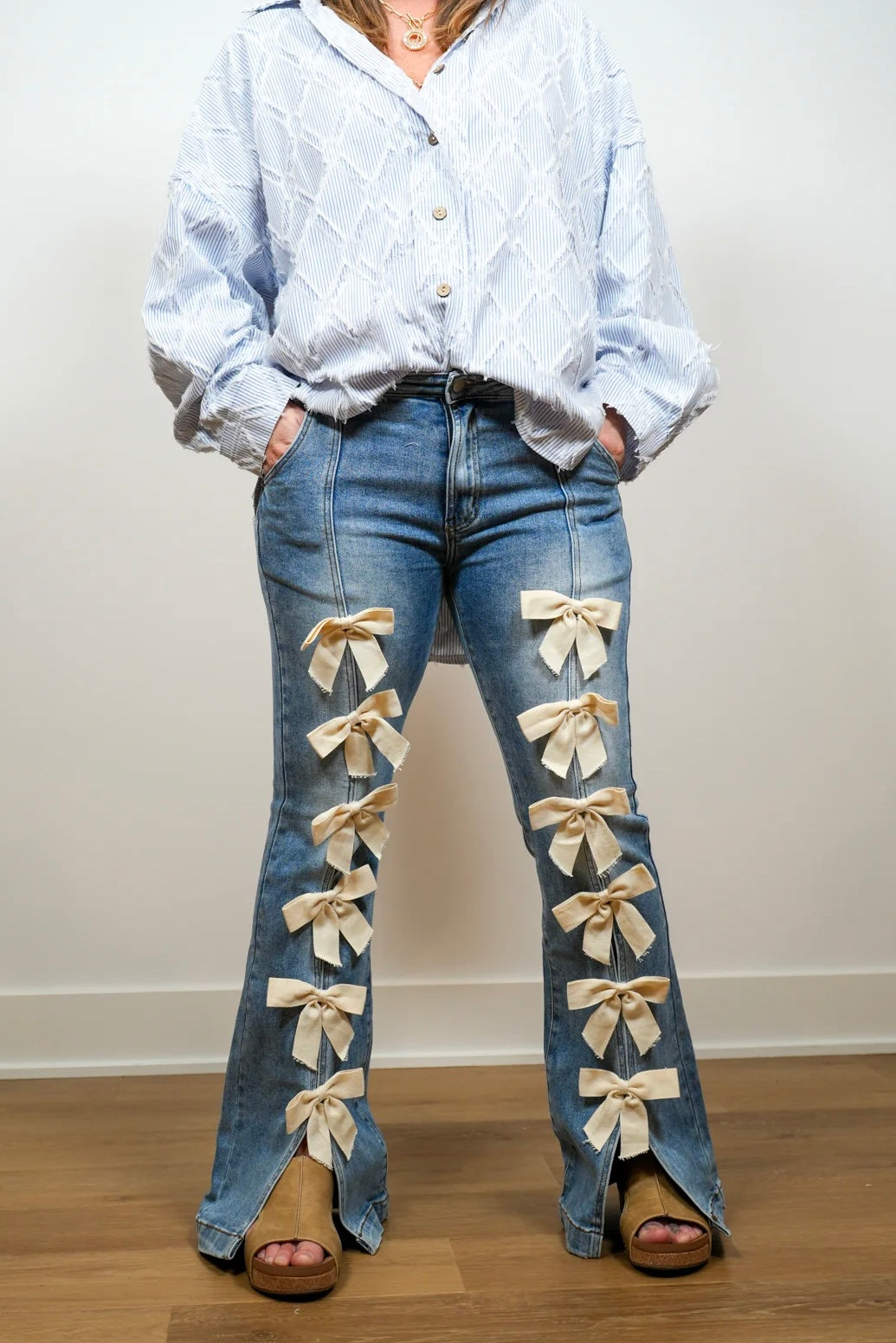 Sweet On Me Ribbon Bow High Waist Stretchy Flares