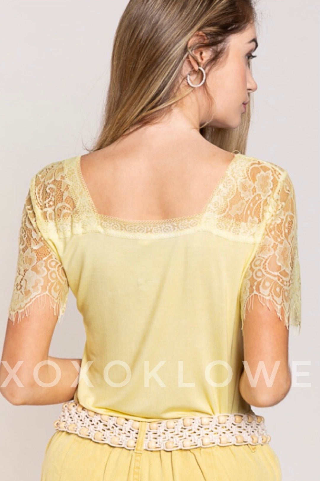 Be My Baby V Neck Lace Sleeve Rayon Jersey Tee (8 Colors)