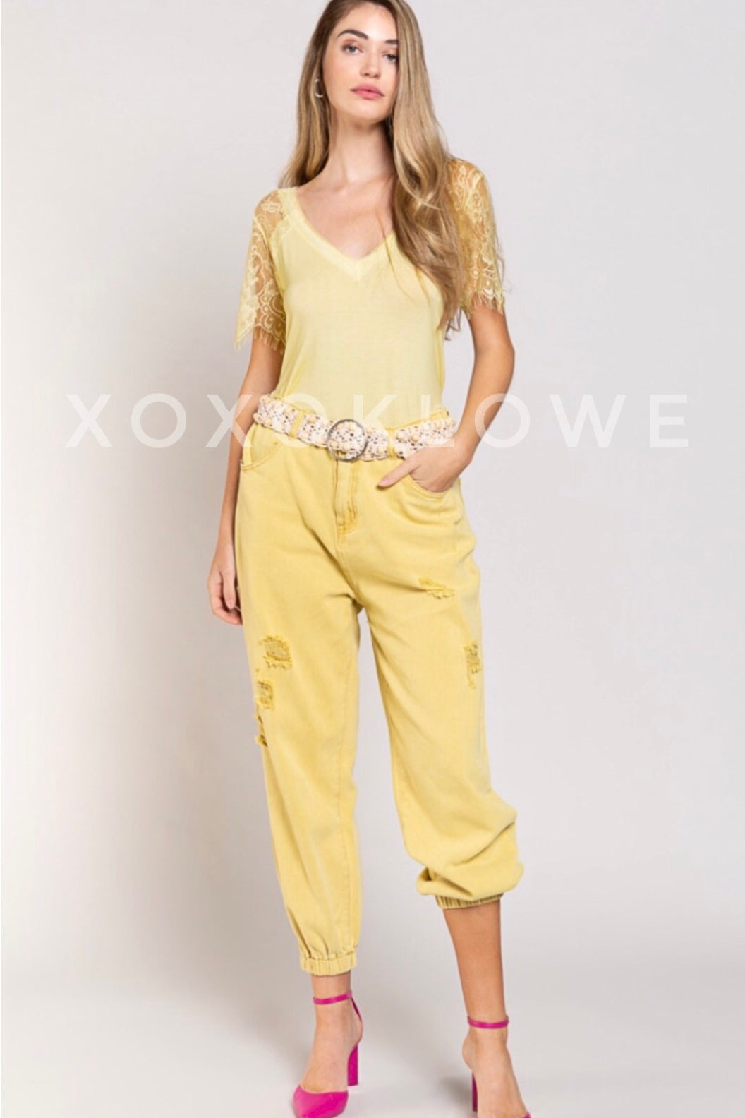 Be My Baby V Neck Lace Sleeve Rayon Jersey Tee (8 Colors)