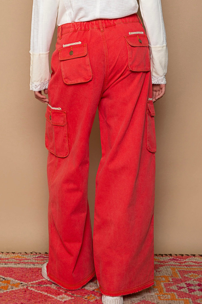 Cool in Cargo Loose Slouchy Fit 3D Pocket Wide Leg Pants