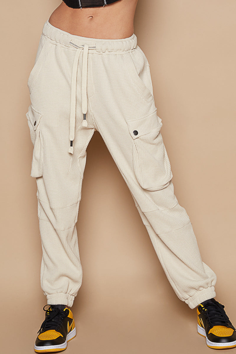 Staycation Waffle Knit Slouchy Cotton Joggers (2 Colors)