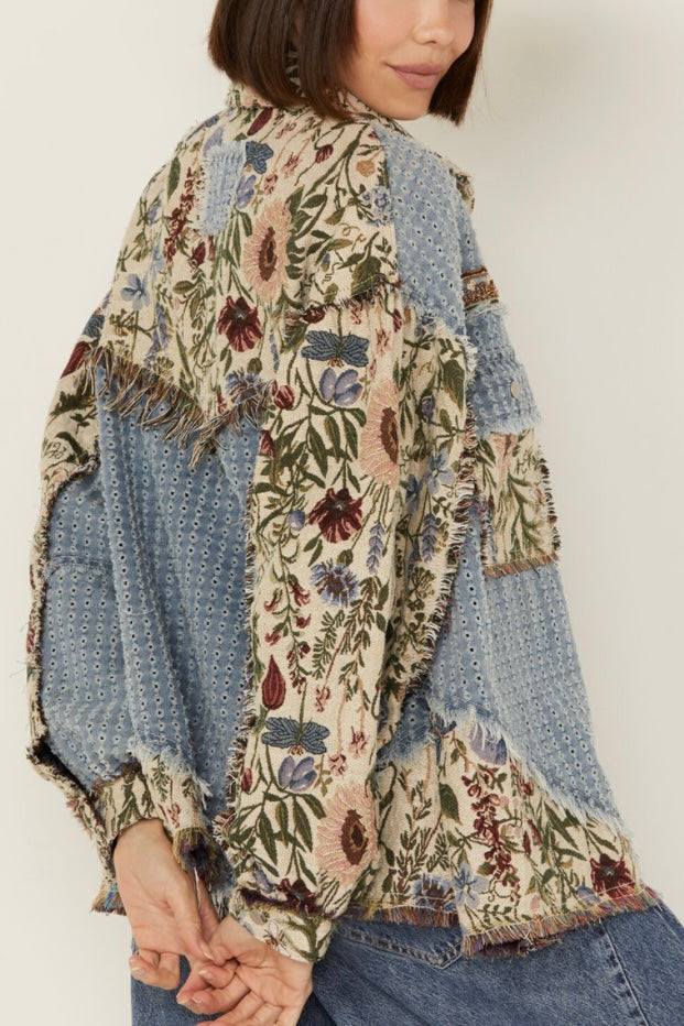 Falling For Blooms Denim & Floral Patchwork Jacket