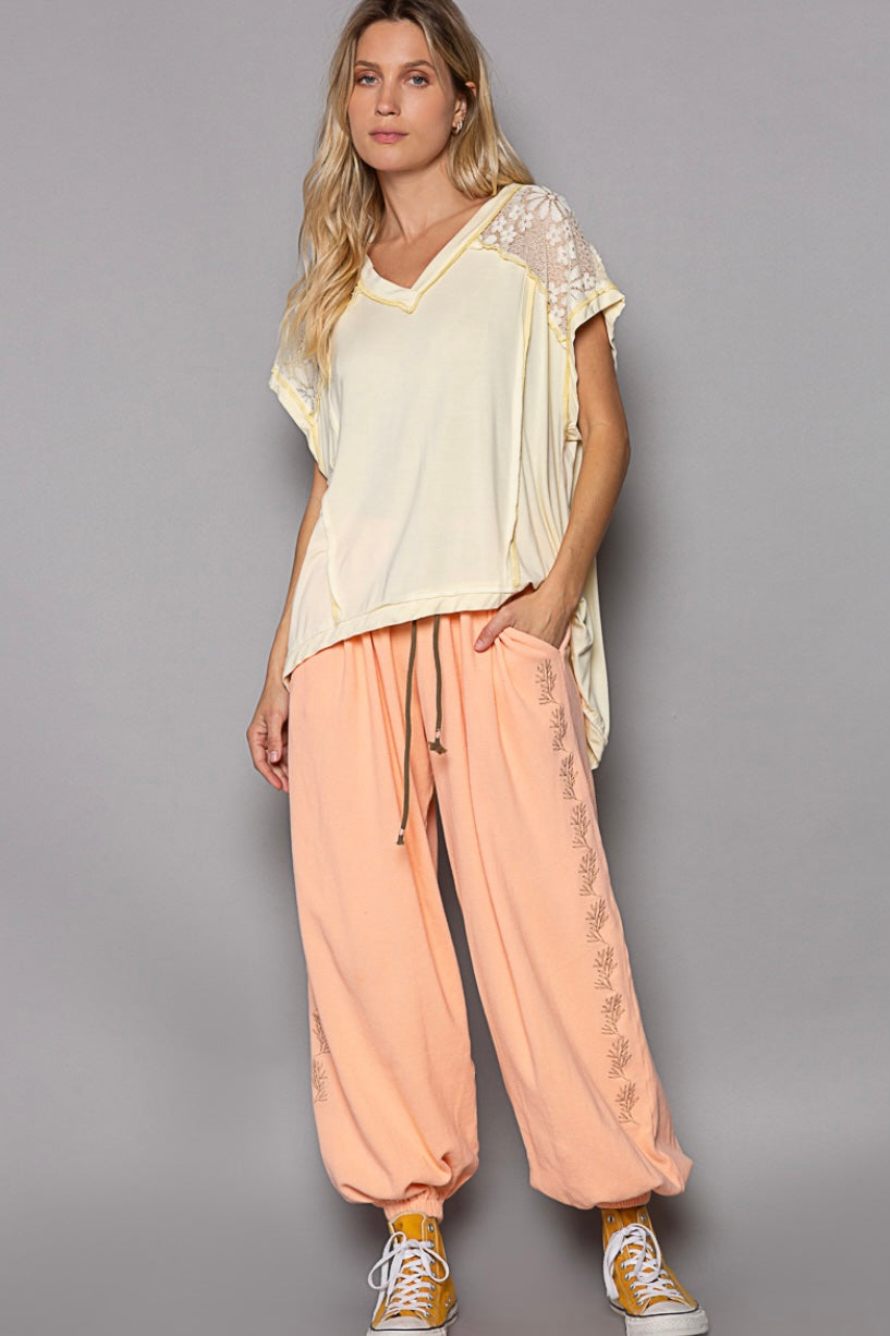 Pocket Full Of Sunshine Rayon Jersey + Floral Lace Top (2 Colors)