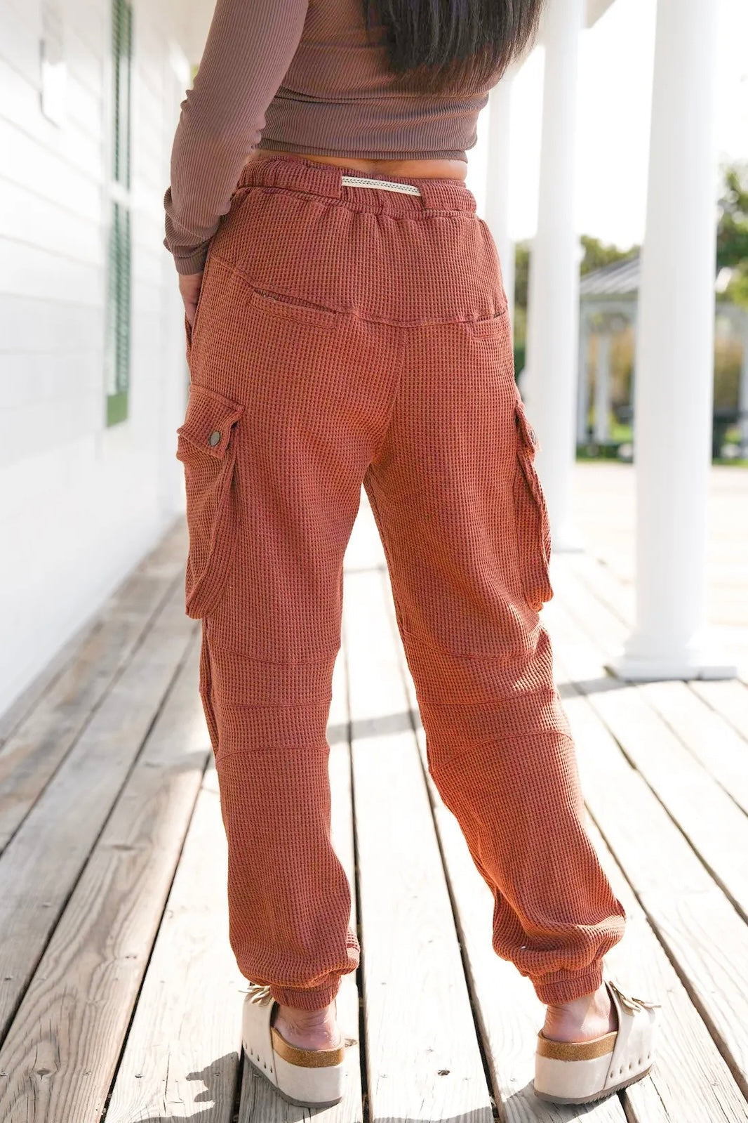Staycation Waffle Knit Slouchy Cotton Joggers (2 Colors)