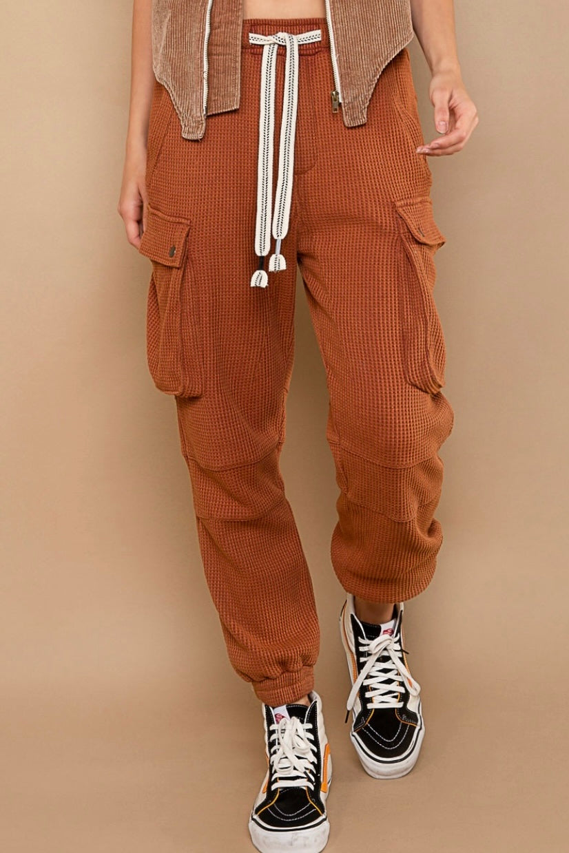 Staycation Waffle Knit Slouchy Cotton Joggers (2 Colors)