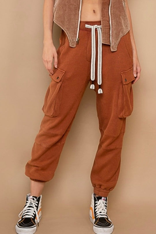 Staycation Waffle Knit Slouchy Cotton Joggers (2 Colors)