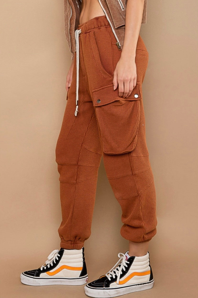 Staycation Waffle Knit Slouchy Cotton Joggers (2 Colors)