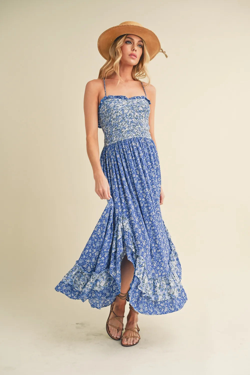 Bewitched Ditzy Floral Cami Top Ruffled Hem Maxi Dress