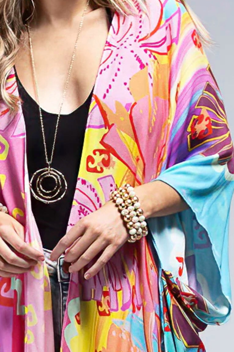 Palm Beach Colorful Lightweight Tropical Kimono