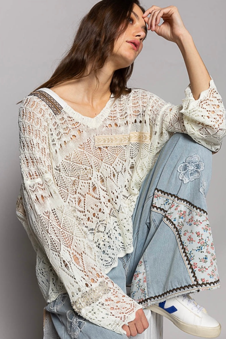 Dancin’ To My Own Beat Floral Patched + Embroidered Drawstring Jeans