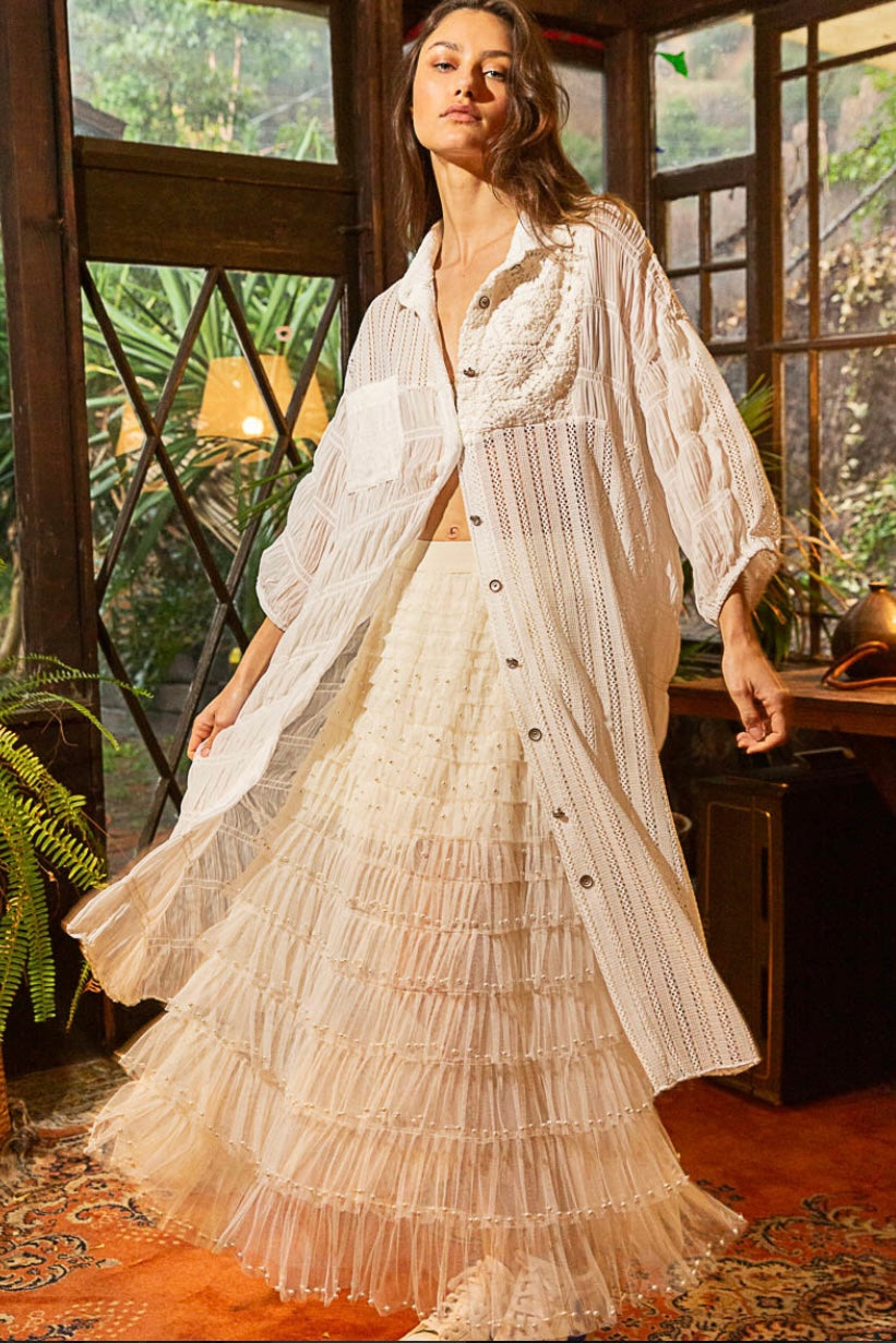 The Met Pearl Embellished Tulle Maxi Skirt
