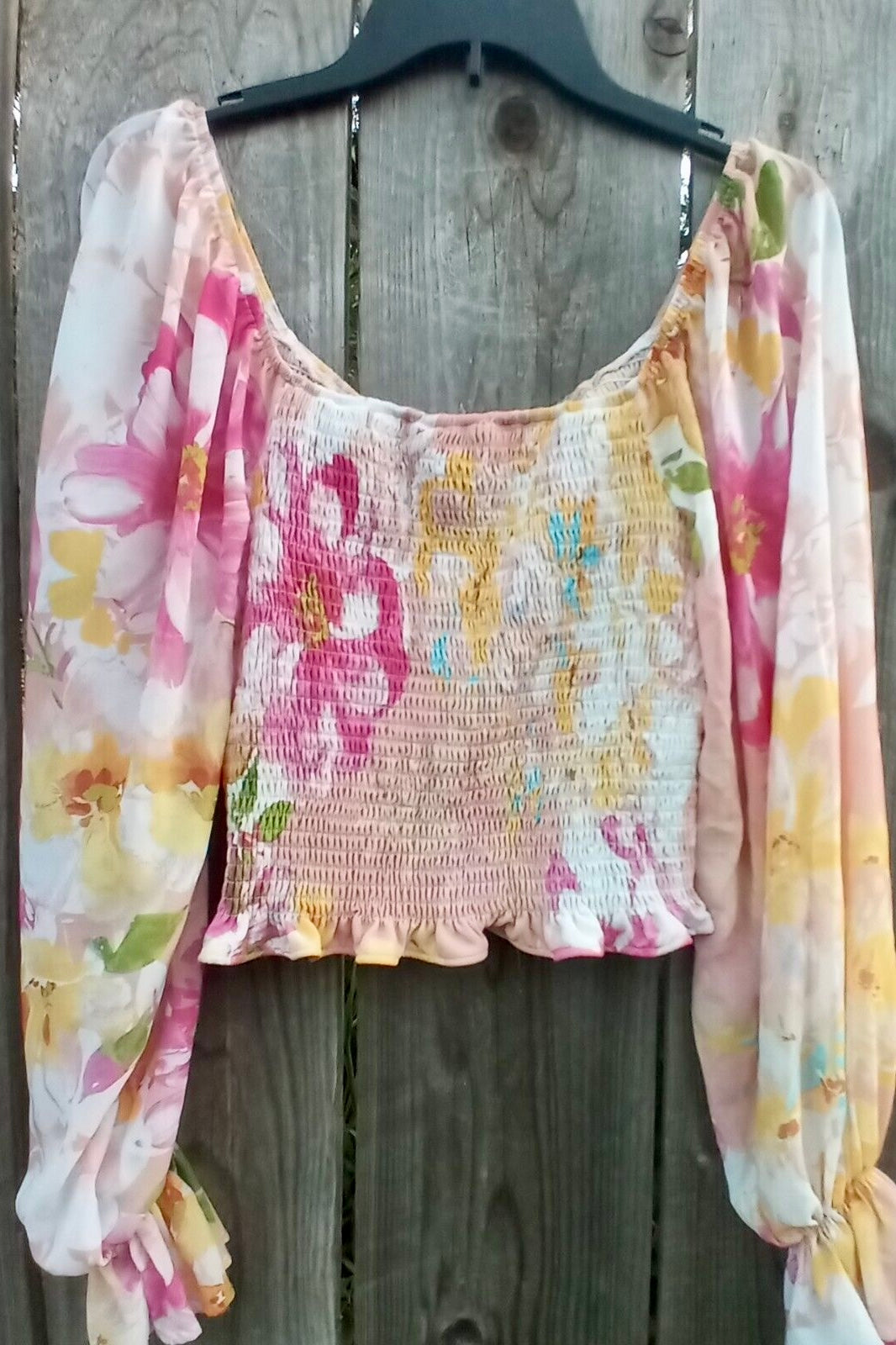 Bali Floral Smocked Bubble Sleeve Top