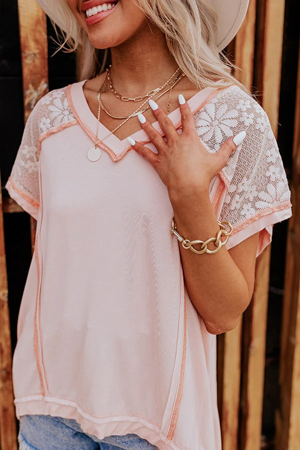Pocket Full Of Sunshine Rayon Jersey + Floral Lace Top (2 Colors)