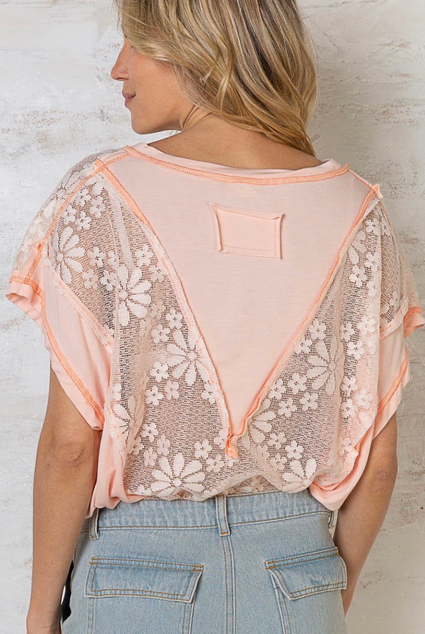 Pocket Full Of Sunshine Rayon Jersey + Floral Lace Top (2 Colors)