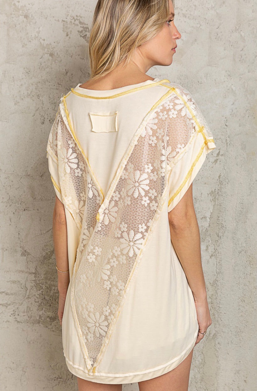 Pocket Full Of Sunshine Rayon Jersey + Floral Lace Top (2 Colors)