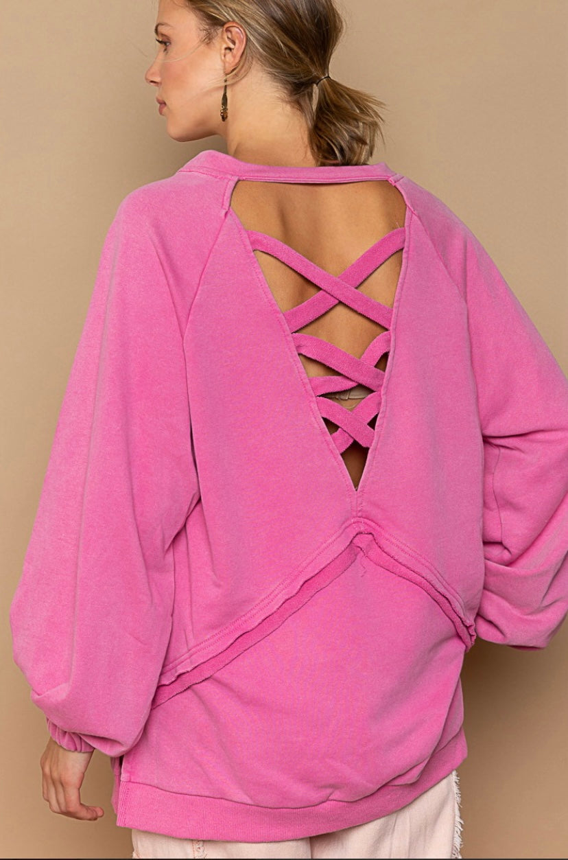 Back To Basics Criss Cross French Terry Pullover (7 Colors)