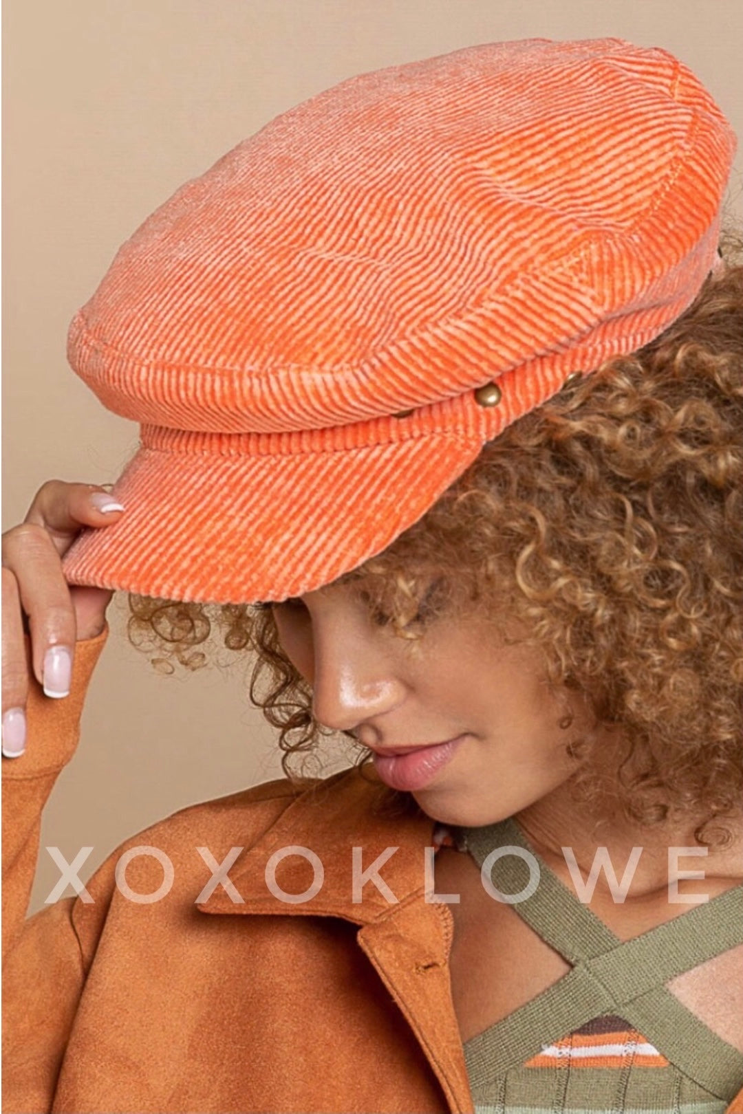 The Essential Corduroy Studded Newsboy Cap